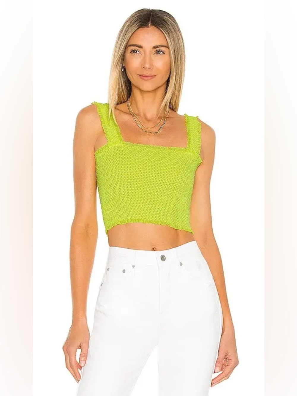 Alice + Olivia Lime Green Cropped Textured Tank